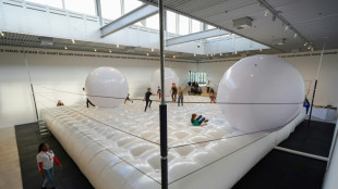 'Human billiards' installation rolls into Danish museum